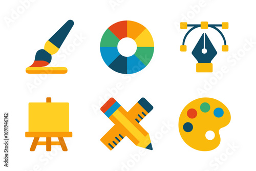 Colorful graphic design icons for creative tools and digital art projects