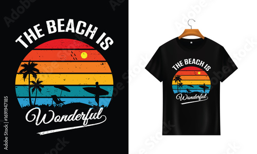 Bold beach vibes graphic design with tropical elements