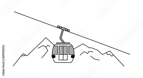 a cable car suspended over majestic mountain peaks