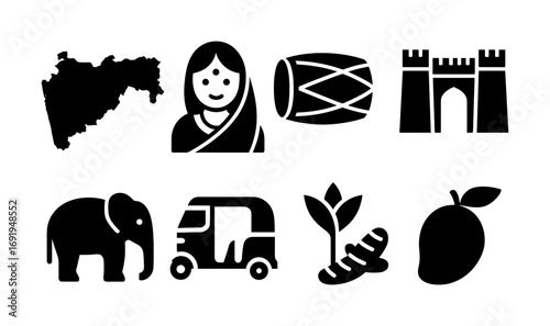 Symbols of maharashtra: culture, tradition, and heritage in silhouette icons