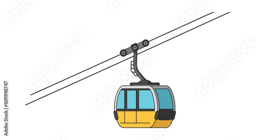a cable car suspended high above ground