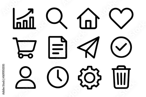 Essential linear icons collection for business and communication design