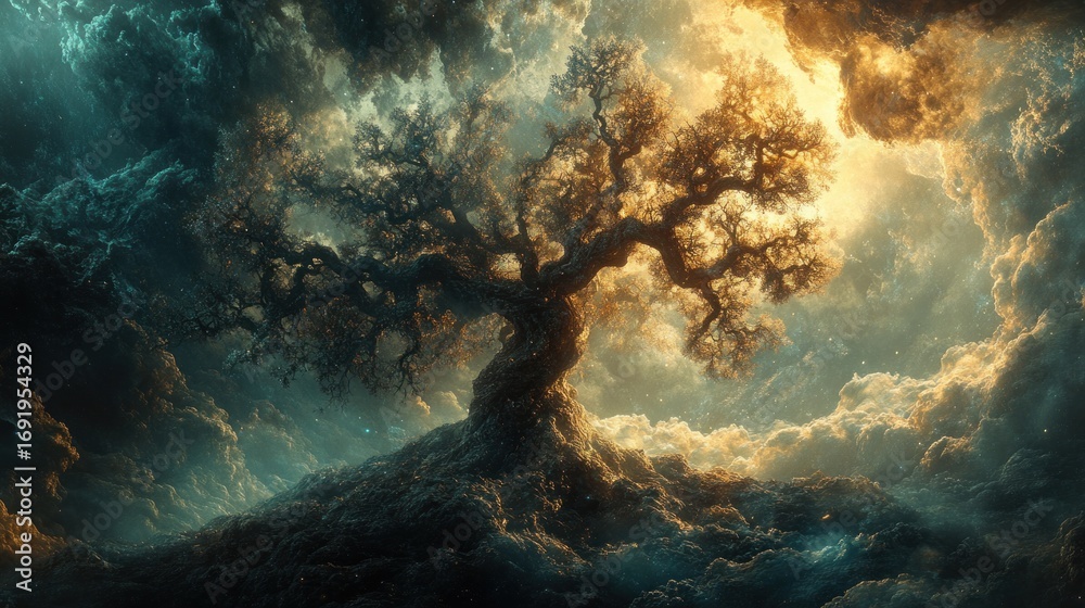 Obraz premium Tree that is standing in the middle of a storm genealogy tree
