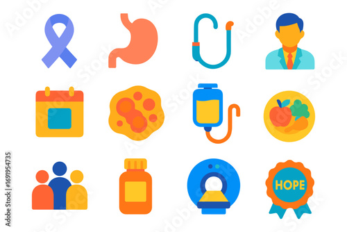 Cancer awareness month: icons highlight advocacy, support, and health
