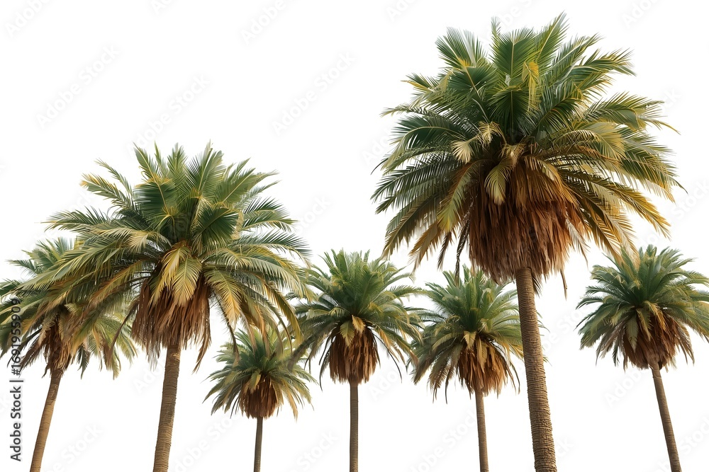 Obraz premium Coconut and palm trees Isolated tree on white background