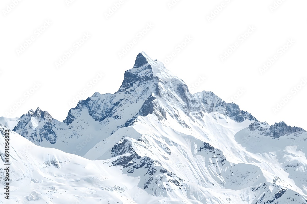 Obraz premium Snowy Mountains - Mountain Peak - isolated on white Background.