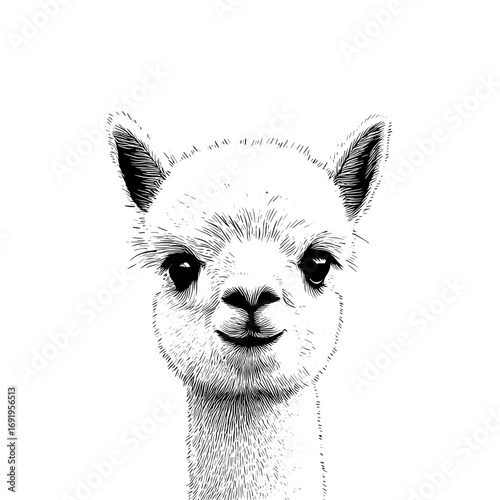 alpaca. alpaca simple black and white line art vector logo