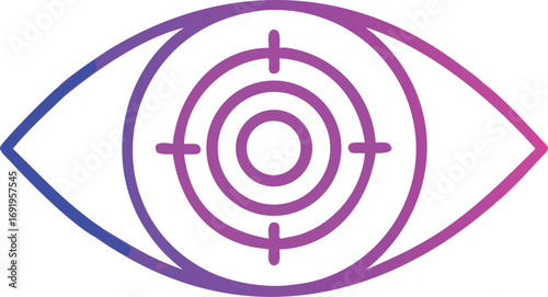 Outline of an eye with target reticle and gradient colors  crosshairs vision EPS vector file download