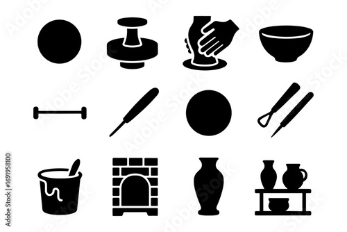 Pottery craft silhouettes collection: tools, techniques, and creations