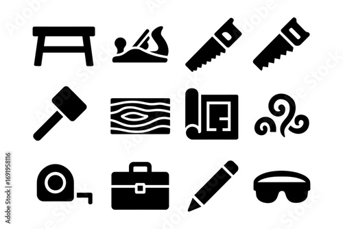 Carpentry tools collection: icons of craftsmanship and woodworking