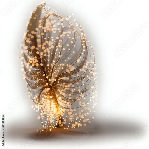 Sparkling feather with magical glow effect.