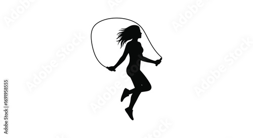 a silhouette of a woman jumping rope gracefully