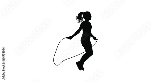 a woman silhouette actively jumping rope for fitness exercise