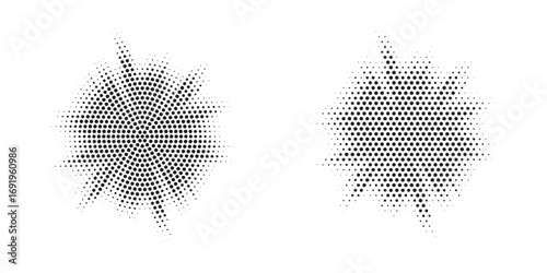Wallpaper Mural Halftone circle frame background set. Round border Icon using halftone random circle. Grunge circular stain. Vector illustration. Torontodigital.ca