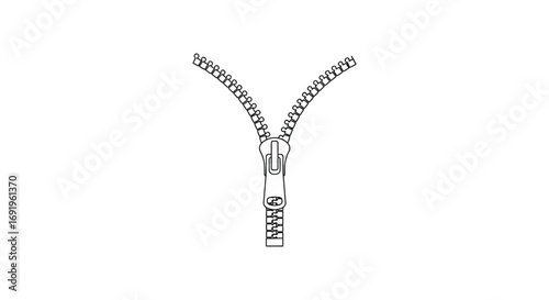 a detailed illustration of an open zipper mechanism