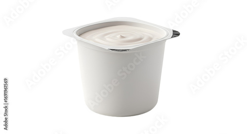 Clean White Yogurt Cup with Creamy Swirl on a Soft Background