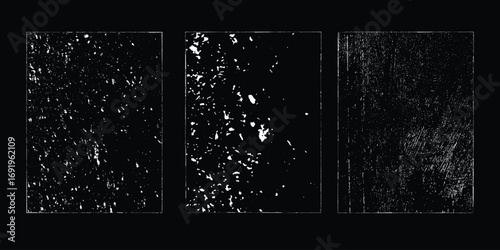 Grunge textures set. Collection of vector overlay, distress, textures .Simply Place texture over any Object to Create grunge,splattered ,dirty effect .
