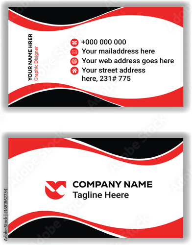 Creative Corporate Business Card And Red and Black Template Simple and Professional Brand Identity Design