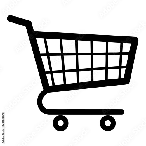 Shopping cart outline icon with wheels for retail and online shopping  