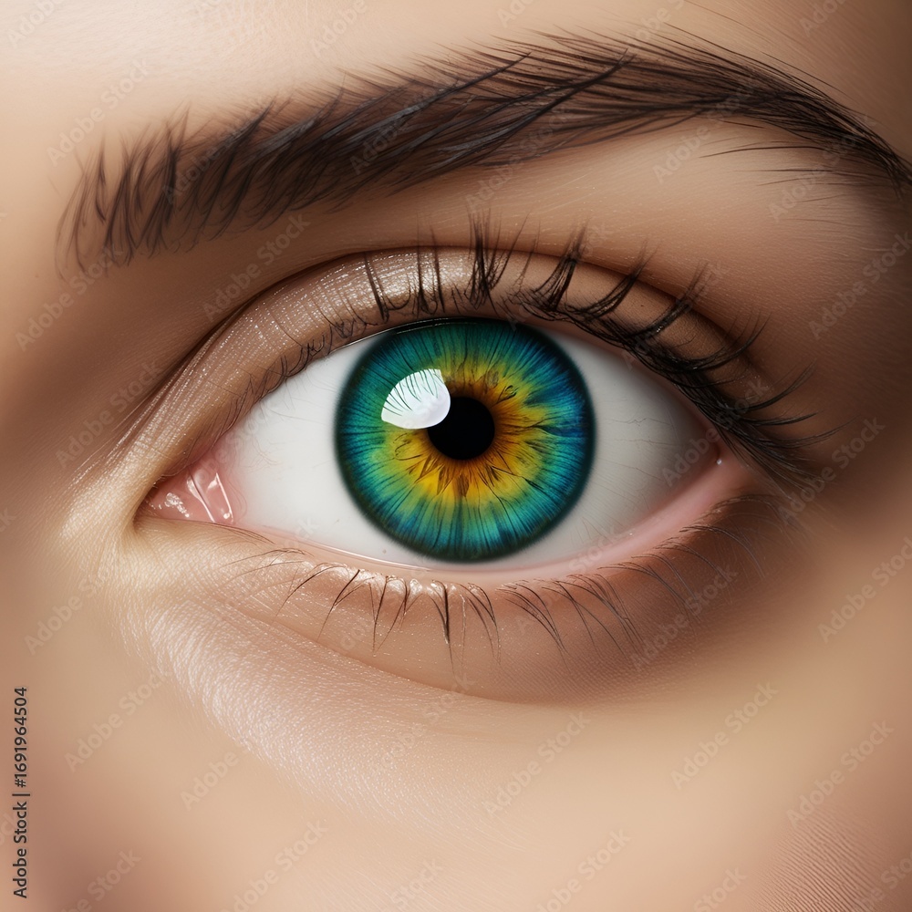 Fototapeta premium A beautiful eye with vibrant colors , close up view 