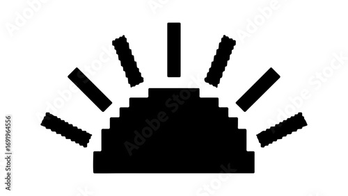 Geometric sunrise shape with transparent background
