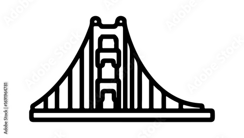 Golden Gate Bridge outline icon with transparent background
