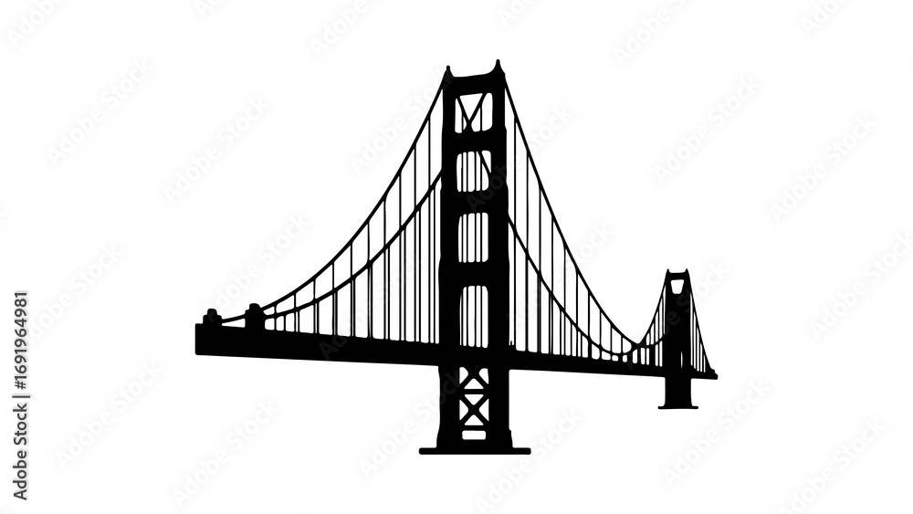 Fototapeta premium Golden Gate Bridge silhouette with transparent background