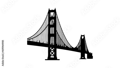 Golden Gate Bridge outline with transparent background