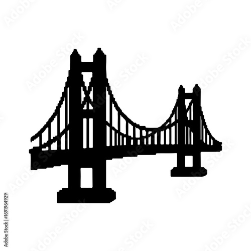 Golden Gate Bridge silhouette with transparent background