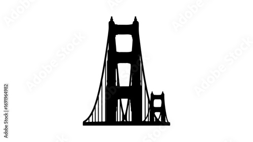 Golden Gate Bridge silhouette with transparent background