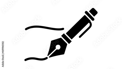 Hand holding pen writing with transparent background