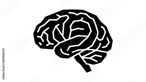 Human brain outline with transparent background