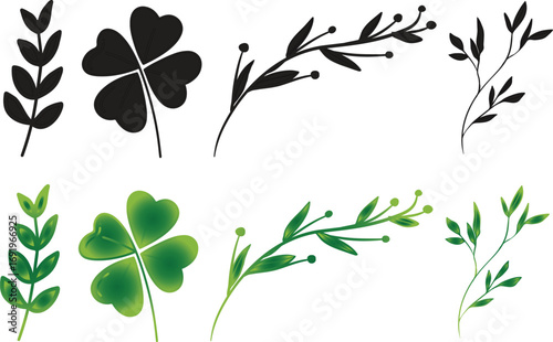 Leaf line art icon set.Leaf sprout icon vector, green leaves plant eco logo symbol simple graphic illustration, vegan fresh herb pictogram shape sign, organic natural healthy logotype.