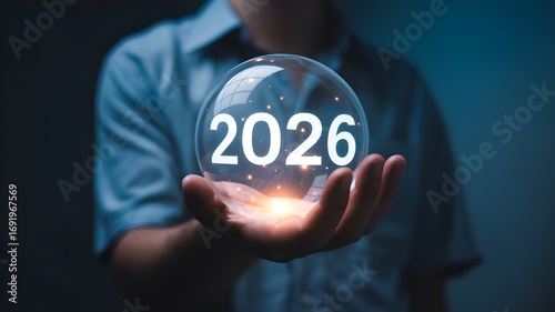 businessman holding a virtual button