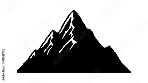 Mountain peak silhouette with transparent background