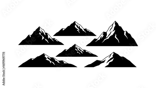 Mountain range silhouette with transparent background