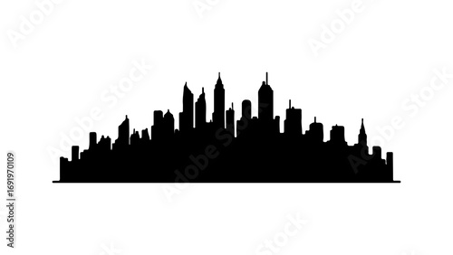 New york city skyline silhouette with transparent background