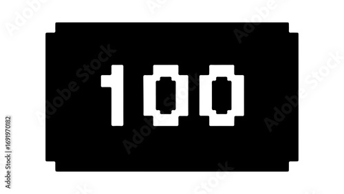 Number 100 in black square with transparent background