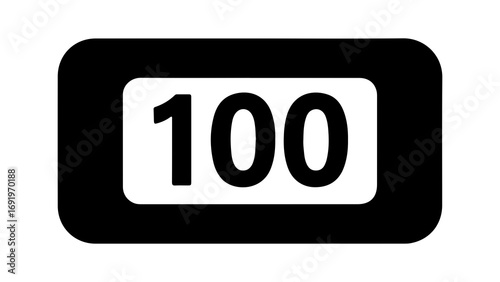 Number 100 sign with transparent background