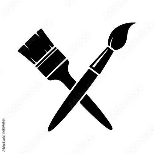 Paint brushes crossed with transparent background