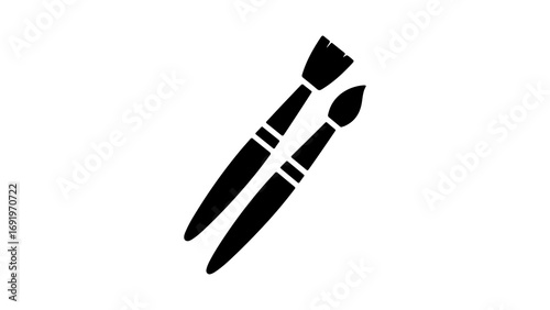 Paint brushes pair with transparent background