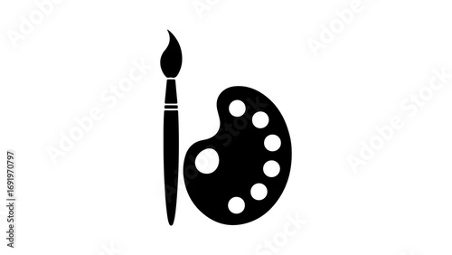 Paintbrush and palette icon with transparent background