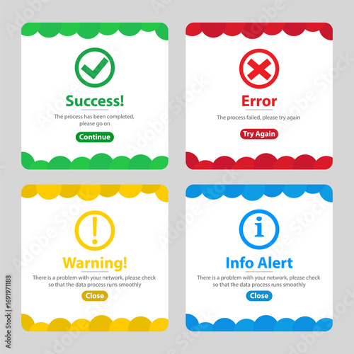 popup alert message notification vector collection for web design