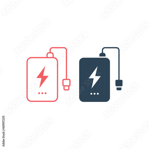 Power bank vector illustration icons set