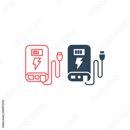 Power bank vector illustration icons set