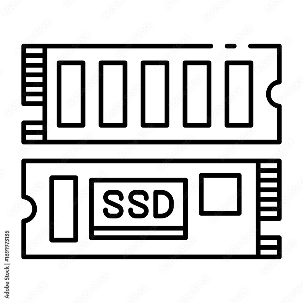 Obraz premium This SSD icon is suitable for Computer Component.