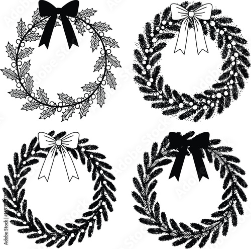 Christmas wreaths vector set holiday decoration design elements festive season clip art graphic resource 100