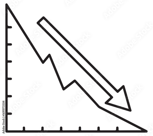 Line Graph Showing Downward Trend with Emphasizing Arrow