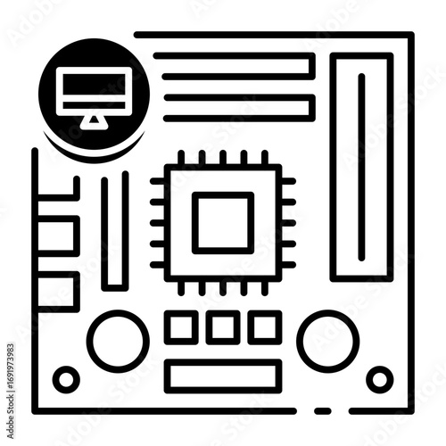This Circuit board icon is suitable for Computer Component.