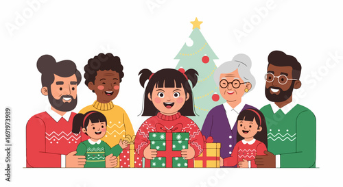 Inclusive Christmas Gathering A Festive Celebration of Family, Love, and Joyful Moments with Diverse People